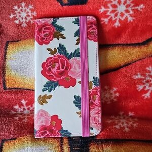 Floral Pink Elastic Closure Phone Wallet